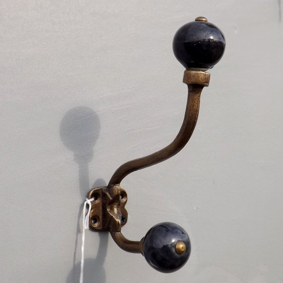 Antique brass effect Double Hook with Graphite Ceramic ends