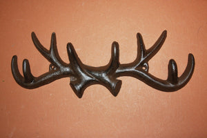 4) pcs, Deer Hunter coat hat hook, Deer Hunter hat hook, Deer Hunter coat hook, cast iron antler wall hook,  free shipping, W-36