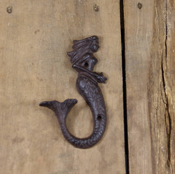 Cast Iron Mermaid Coat Hook Right-Facing