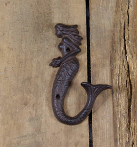 Cast Iron Mermaid Coat Hook Left-Facing