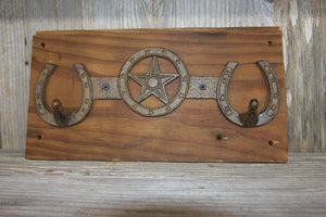 Rustic Ranch House  Coat Hook Rack, Handmade in USA, Cast Iron, Reclaimed 100 Year Old Wood, The Country Hookers, CH-11