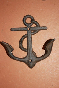 2 pieces) Cast iron anchor wall hook 4 3/4&quot; x 5 1/4 inch free shipping, cast iron nautical home decor, anchor coat hook, anchor, N-43~