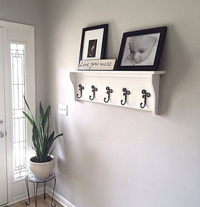 Traditional Coat Rack Shelf with Decorative Coat Hooks