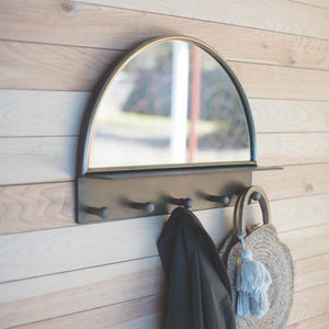 Demi Lune Wall Mirror With Coat Hooks